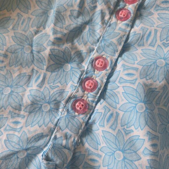 Josie Natori Women's Pajama Top Size XL Asian Inspired Blue Print Cotton - Picture 6 of 7